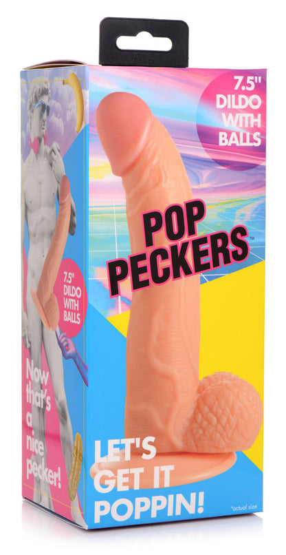 Pop Pecker 7.5 Inch Dildo With Balls - Light