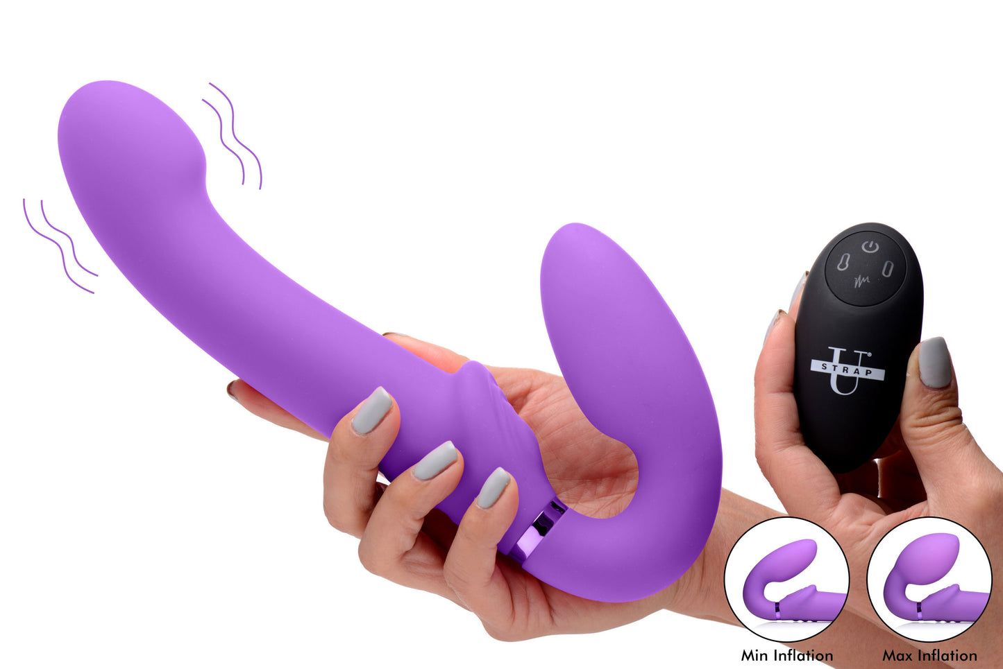 10x Ergo- Fit G-Pulse Inflatable and Vibrating  Strapless Strap- on - Purple