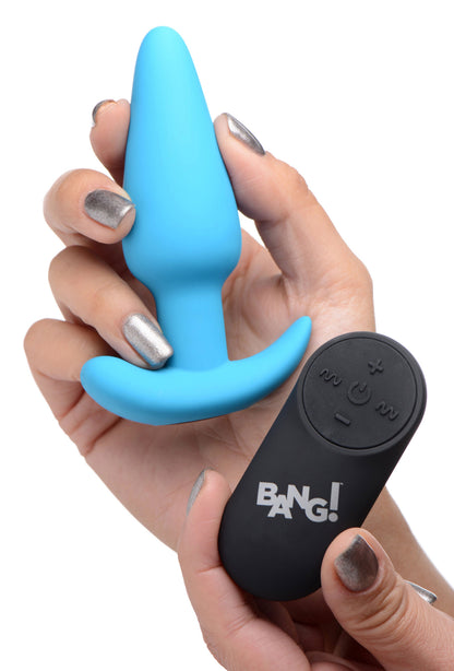 21x Silicone Butt Plug With Remote - Blue