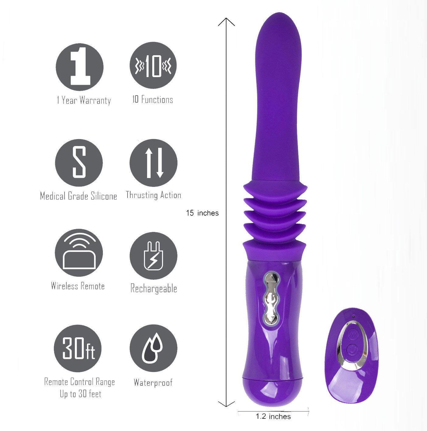 Monroe USB Rechargeable Silicone Thrusting  Portable Love Machine - Purple