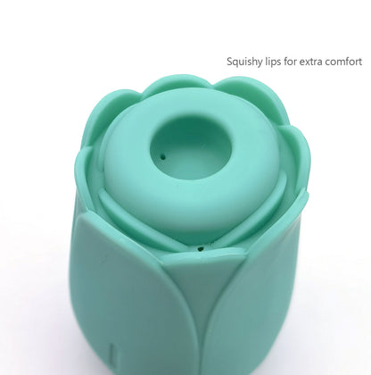 Tulip Pro 15-Function Suction Vibe With Wireless  Charging - Teal Blue