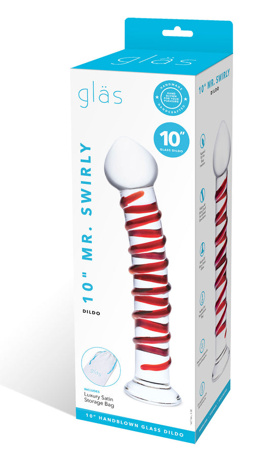 10 Inch Mr. Swirly Dildo - Red/clear