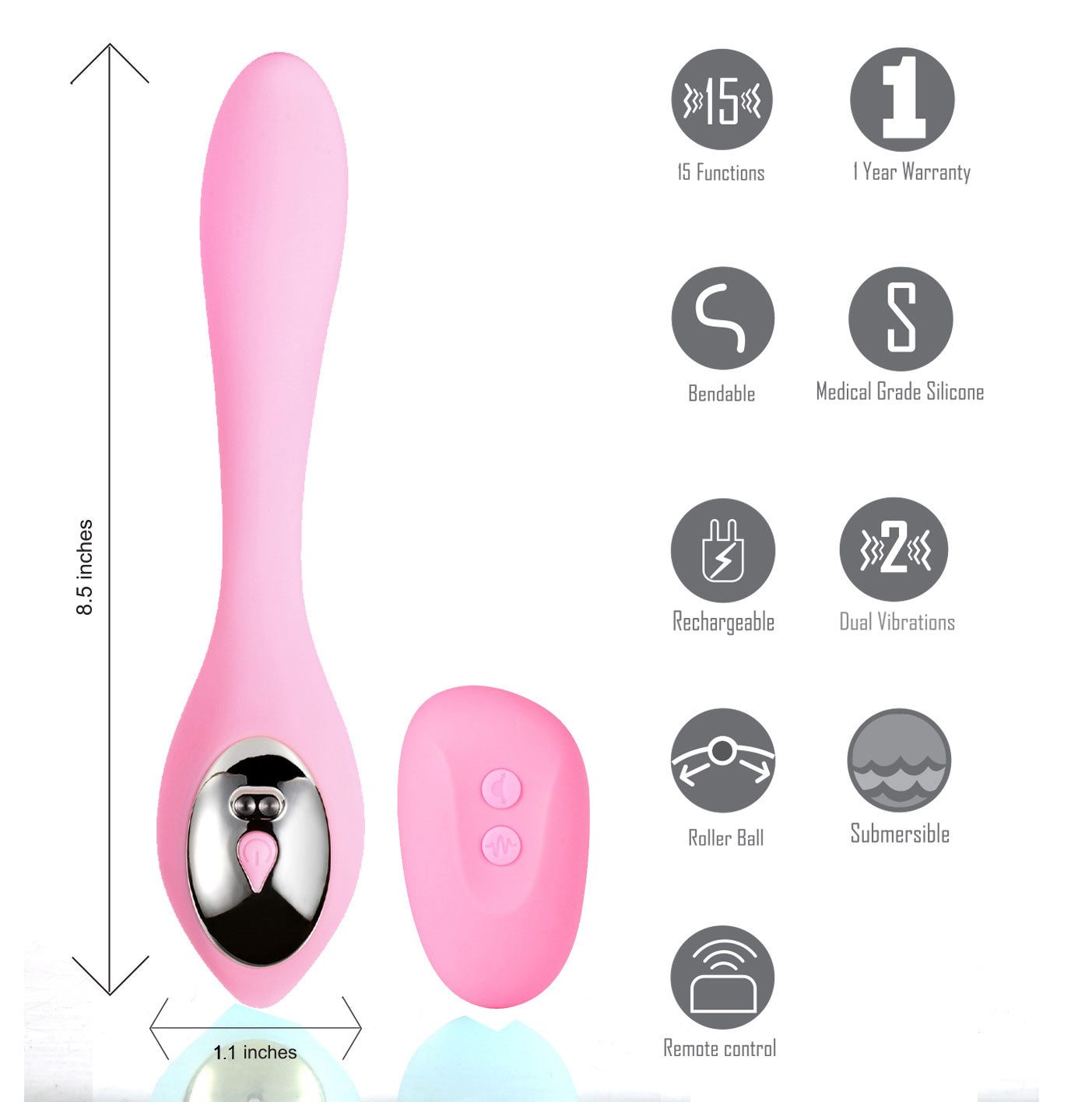 Harmonie Rechargeable Remote Silicone Bendable  Vibrator - Pink