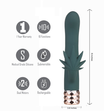 Kusha 420 Series Crystal Gems G-Spot Vibrator -  Green