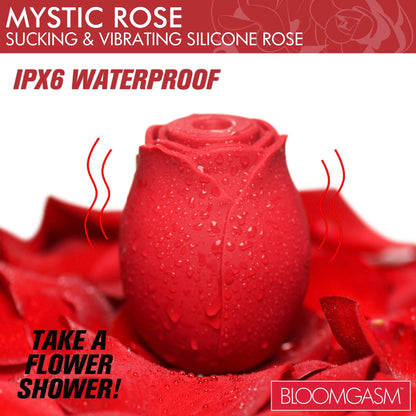 Mystic Rose Sucking and Vibrating Silicone Rose -  Red