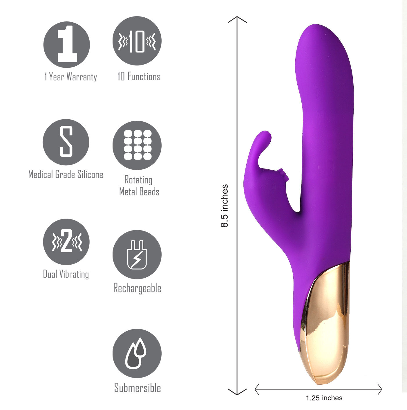 Karlin USB Rechargeable 10-Function Rabbit Vibrator - Purple