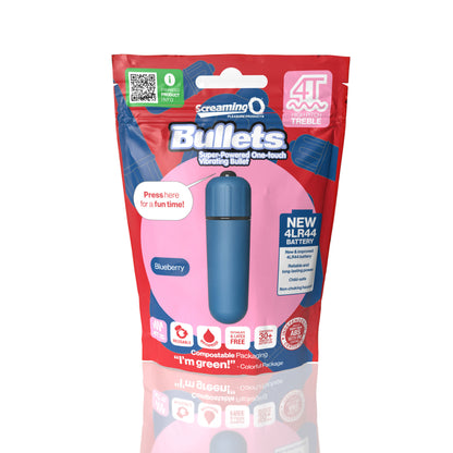 Screaming O 4t - Bullet - Super Powered One Touch  Vibrating Bullet - Blueberry