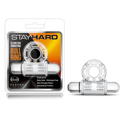 Stay Hard 10 Function Vibrating Bull Ring - Clear