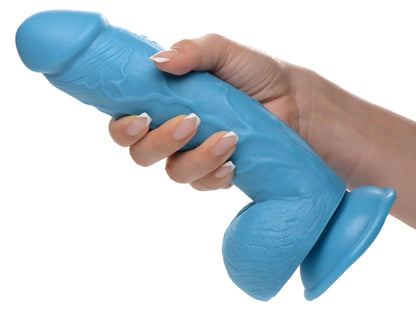 Pop Pecker 8.25 Inch Dildo With Balls - Blue