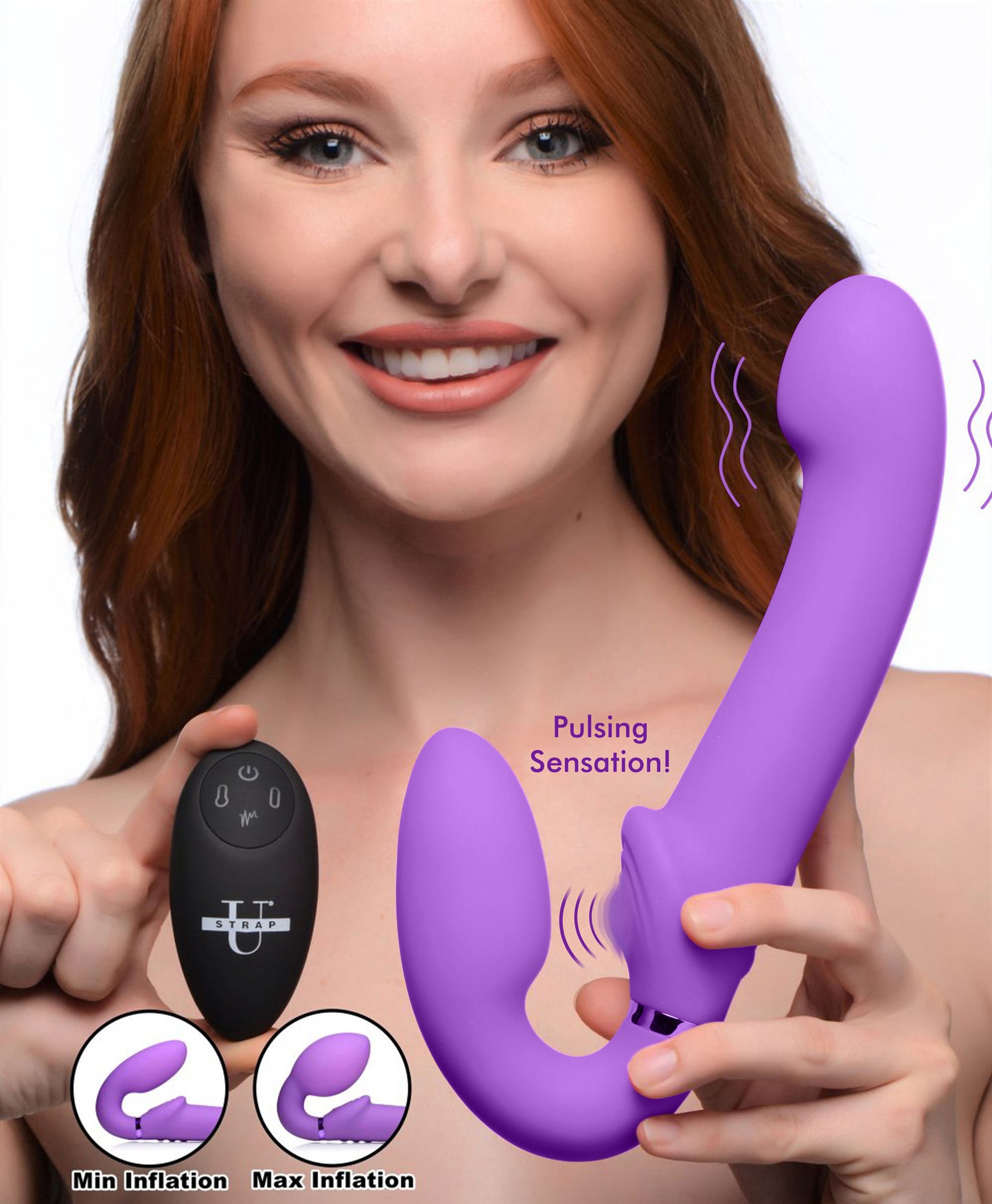 10x Ergo- Fit G-Pulse Inflatable and Vibrating  Strapless Strap- on - Purple