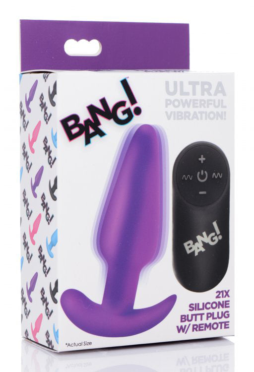 21x Silicone Butt Plug With Remote - Purple