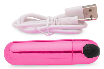 10x Rechargeable Vibrating Metallic Bullet - Pink